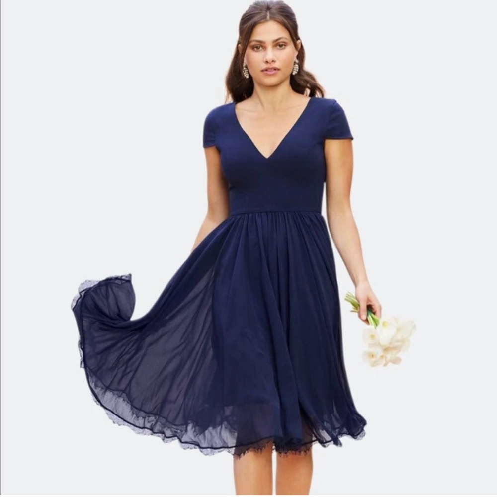 Dess the population Corey Plunging Mix Media Dress NWOT